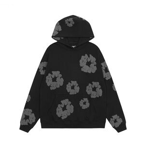 denim tears Men's Black and Gray Floral Hoodie